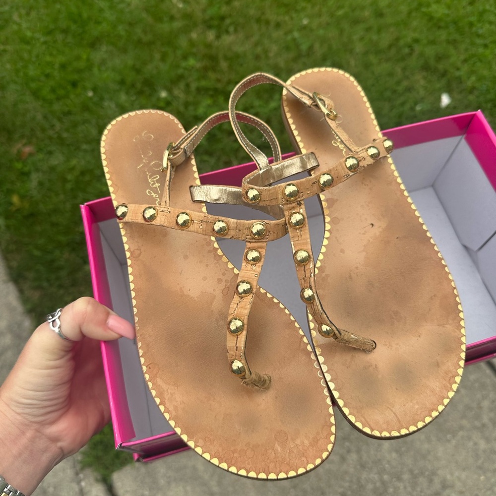 Lilly Pulitzer Gold Studded Sandals